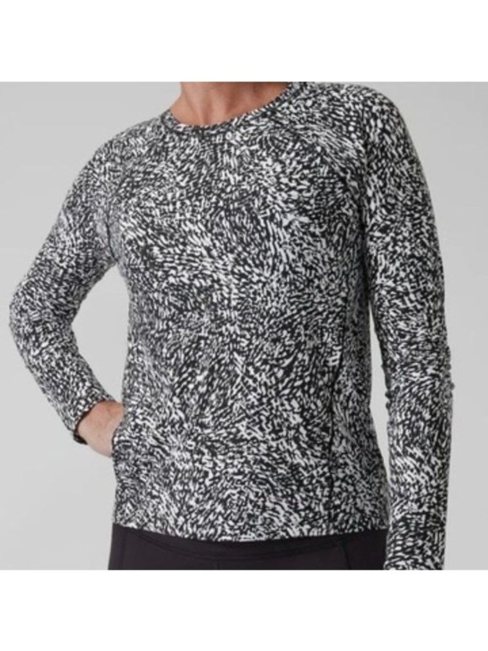 Athleta UPF Ultimate Train Long Sleeve S Black White Top Lightweight Train Activ